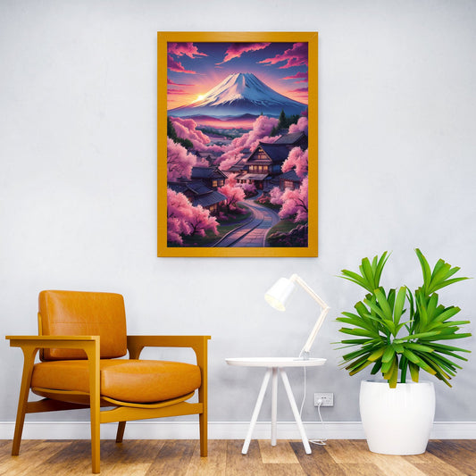 Mount Fuji Cherry Blossom Asian Style Poster | Wall Art for Home & Office | High-Quality Print - High-Quality Visual Display