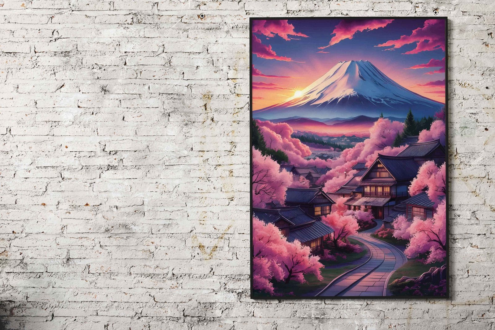 Mount Fuji Cherry Blossom Asian Style Poster | Wall Art for Home & Office | High-Quality Print - High-Quality Visual Display