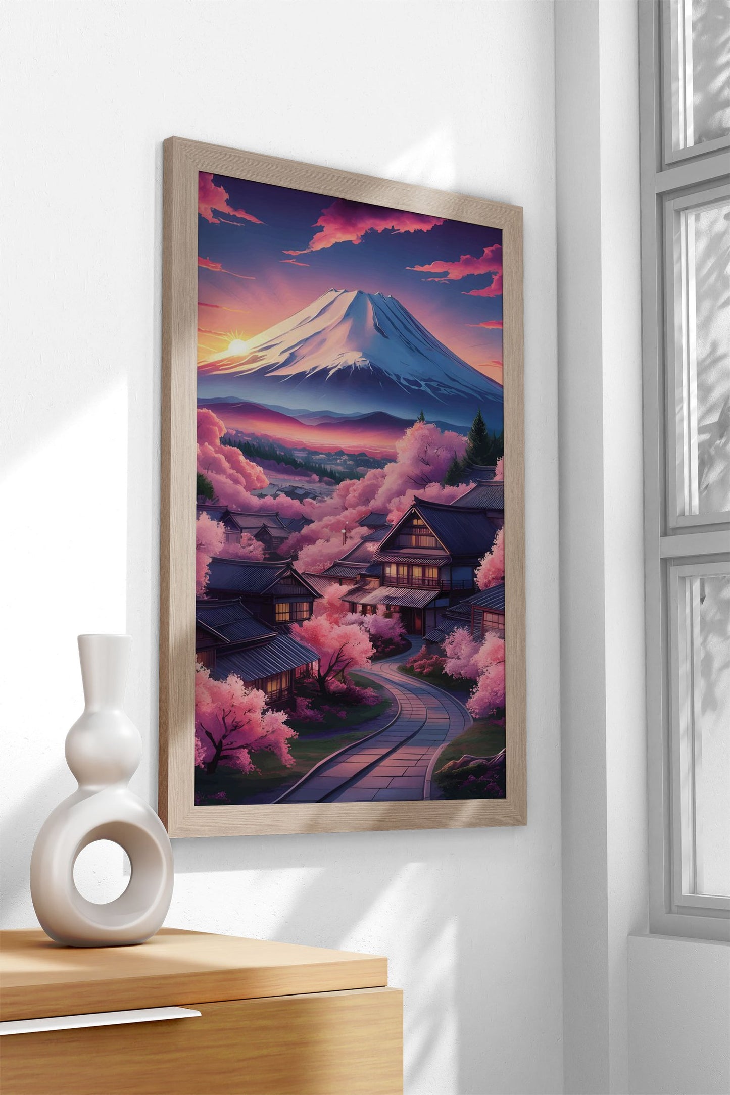 Mount Fuji Cherry Blossom Asian Style Poster | Wall Art for Home & Office | High-Quality Print - High-Quality Visual Display