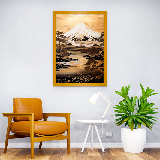 Mount Fuji Gold Asian Style Poster | Wall Art for Home & Office | High-Quality Print - High-Quality Visual Display