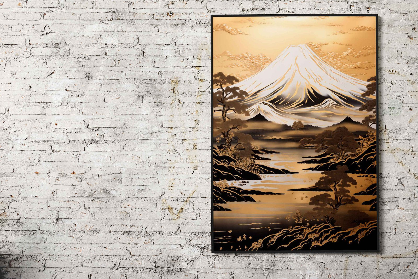 Mount Fuji Gold Asian Style Poster | Wall Art for Home & Office | High-Quality Print - High-Quality Visual Display