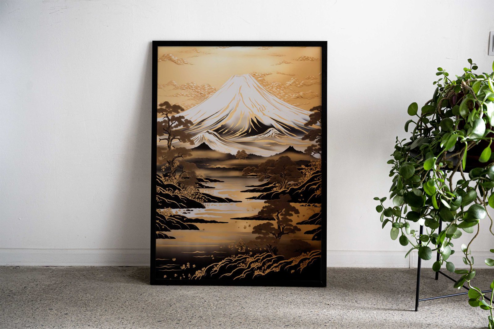 Mount Fuji Gold Asian Style Poster | Wall Art for Home & Office | High-Quality Print - High-Quality Visual Display