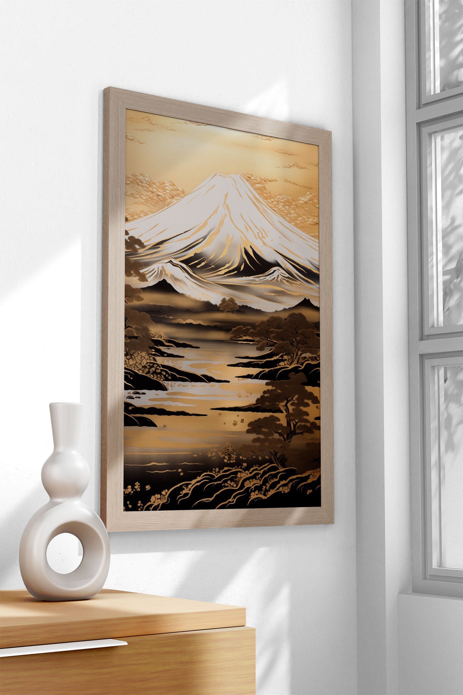Mount Fuji Gold Asian Style Poster | Wall Art for Home & Office | High-Quality Print - High-Quality Visual Display