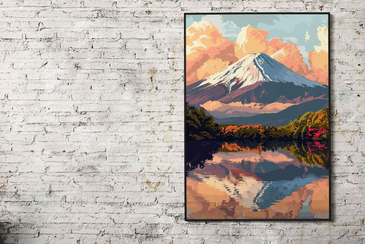 Mount Fuji Illustration Asian Style Poster | Wall Art for Home & Office | High-Quality Print - High-Quality Visual Display