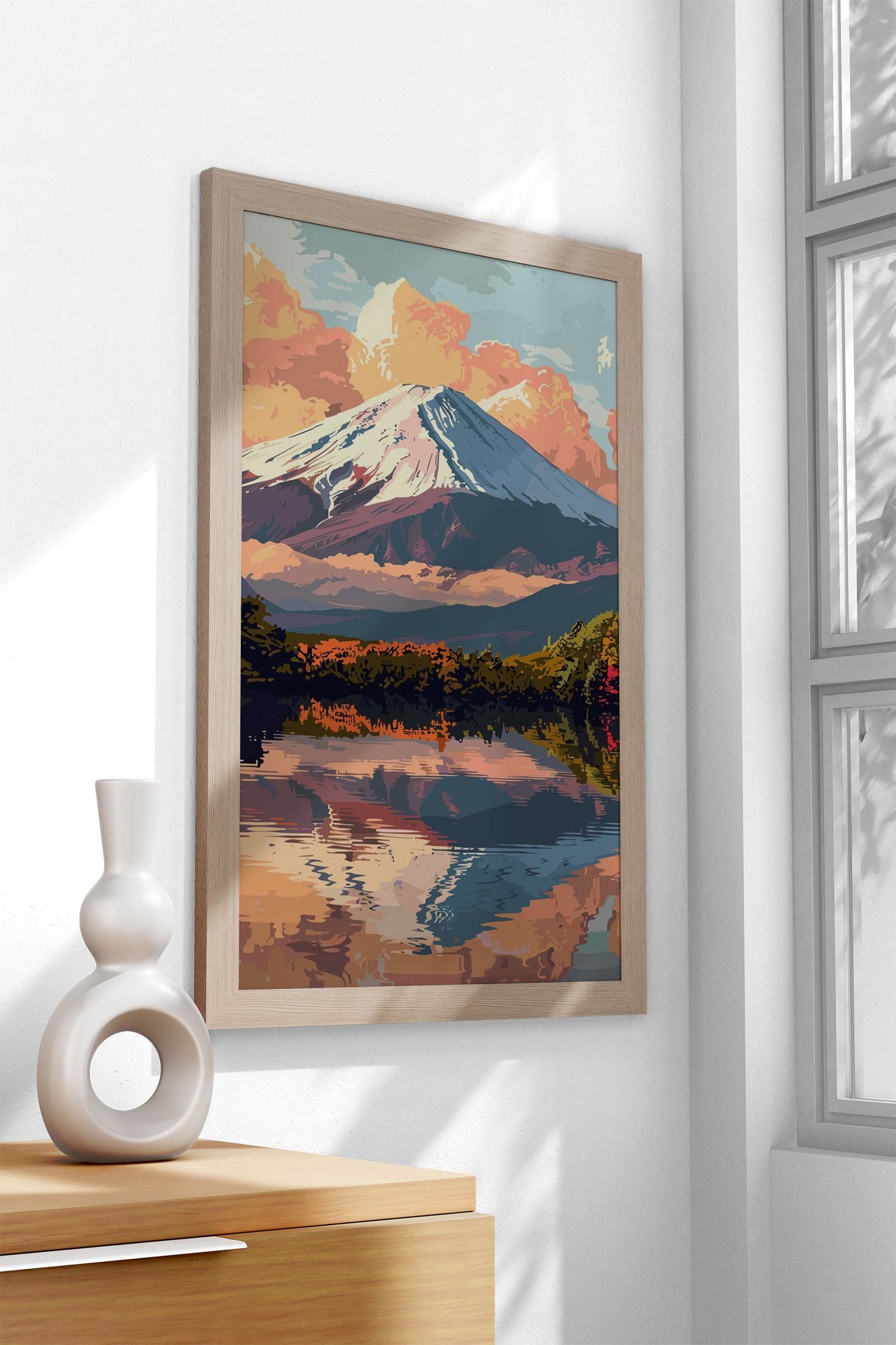 Mount Fuji Illustration Asian Style Poster | Wall Art for Home & Office | High-Quality Print - High-Quality Visual Display