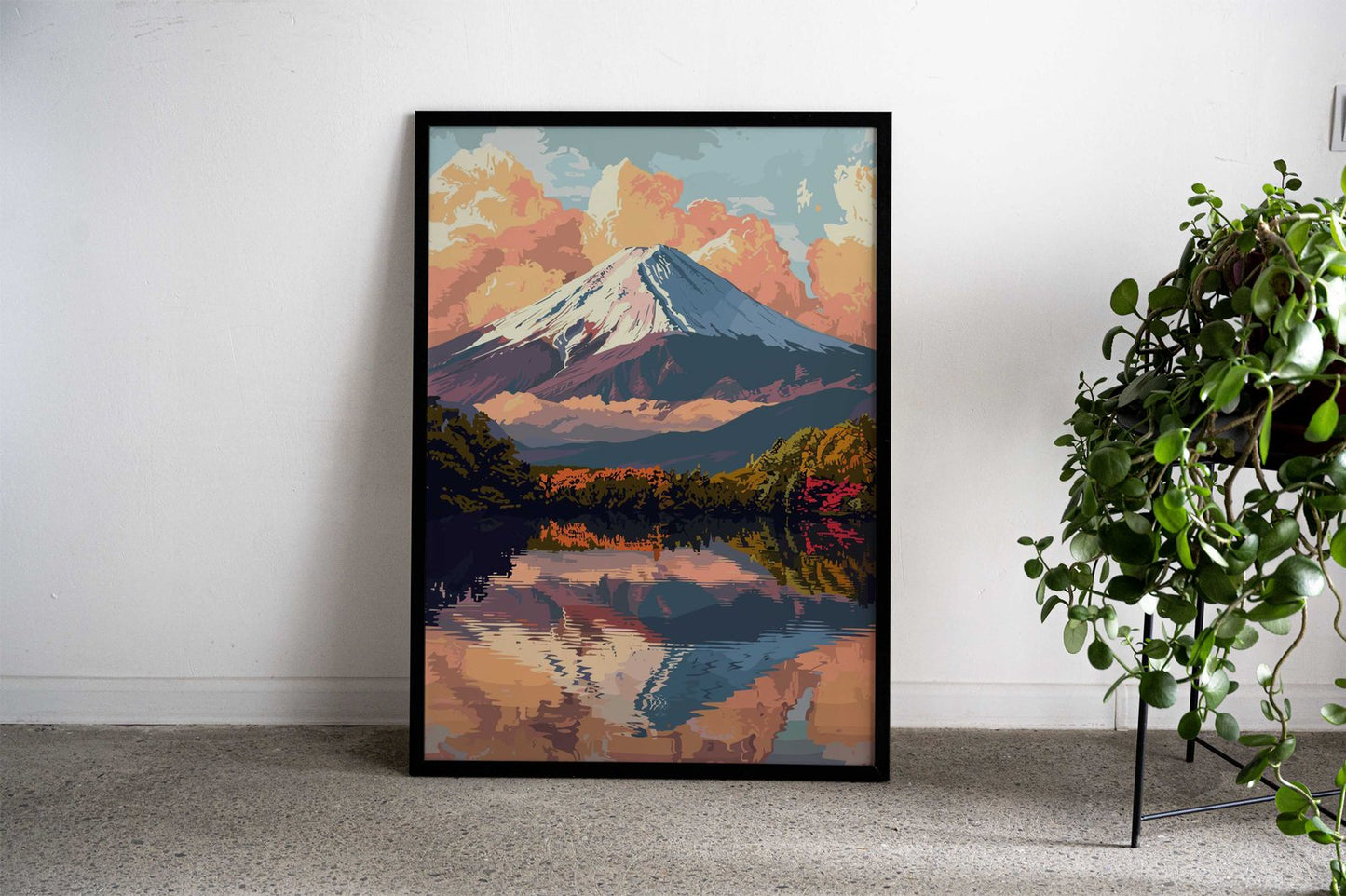 Mount Fuji Illustration Asian Style Poster | Wall Art for Home & Office | High-Quality Print - High-Quality Visual Display