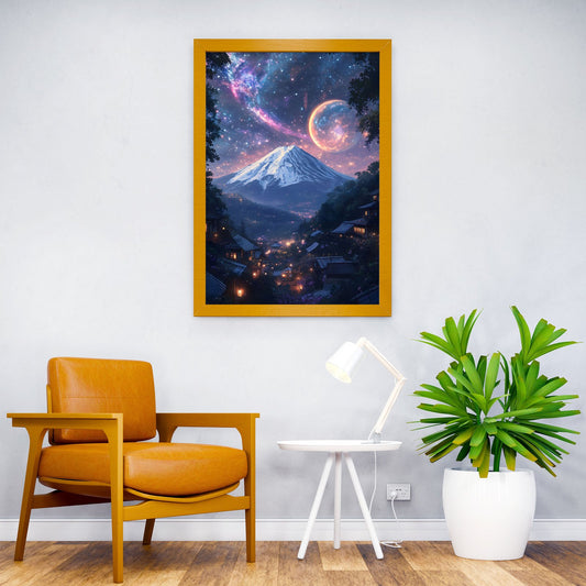 Mount Fuji Japan Cosmic Nebula Sky Asian Style Poster | Wall Art for Home & Office | High-Quality Print - High-Quality Visual Display