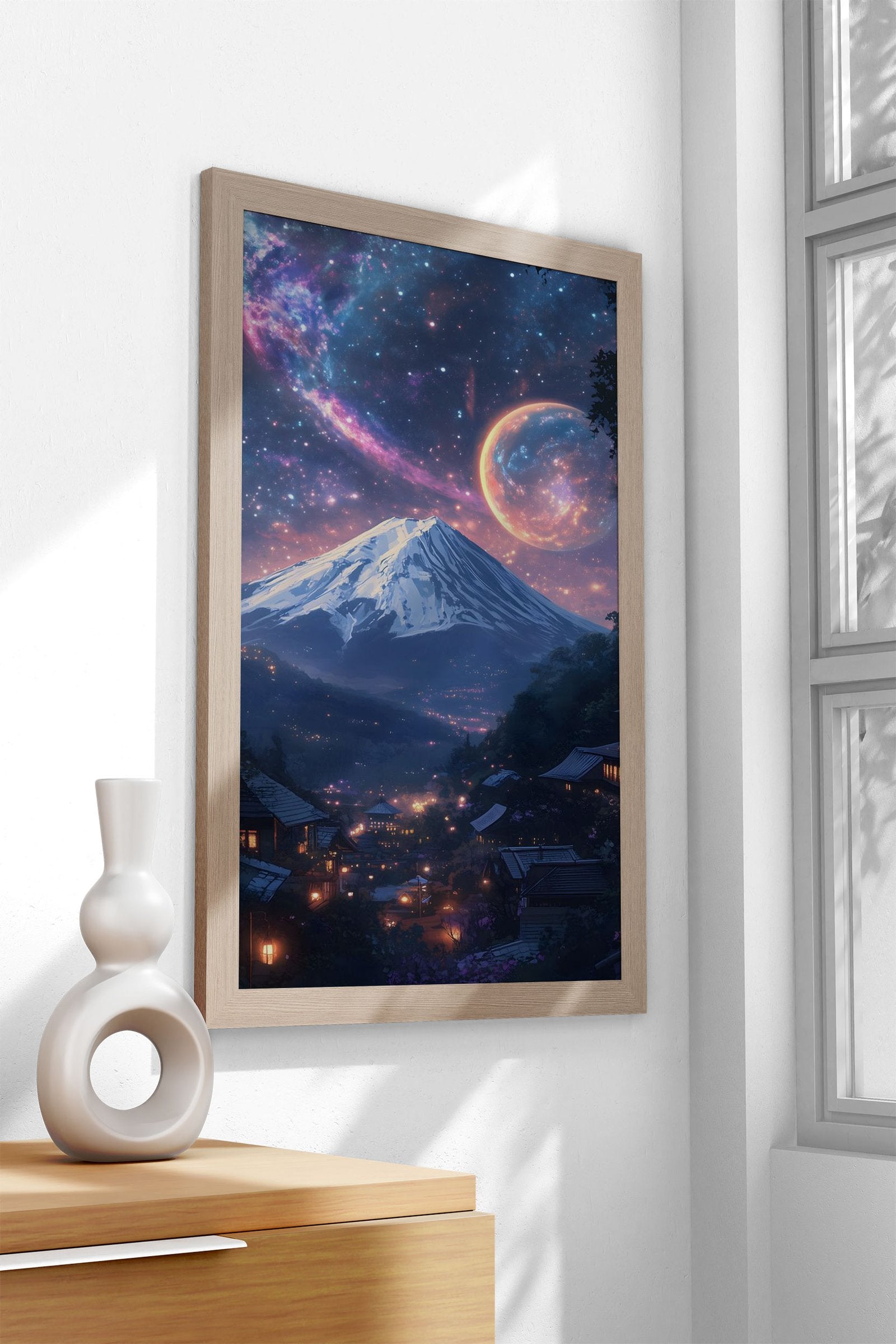 Mount Fuji Japan Cosmic Nebula Sky Asian Style Poster | Wall Art for Home & Office | High-Quality Print - High-Quality Visual Display