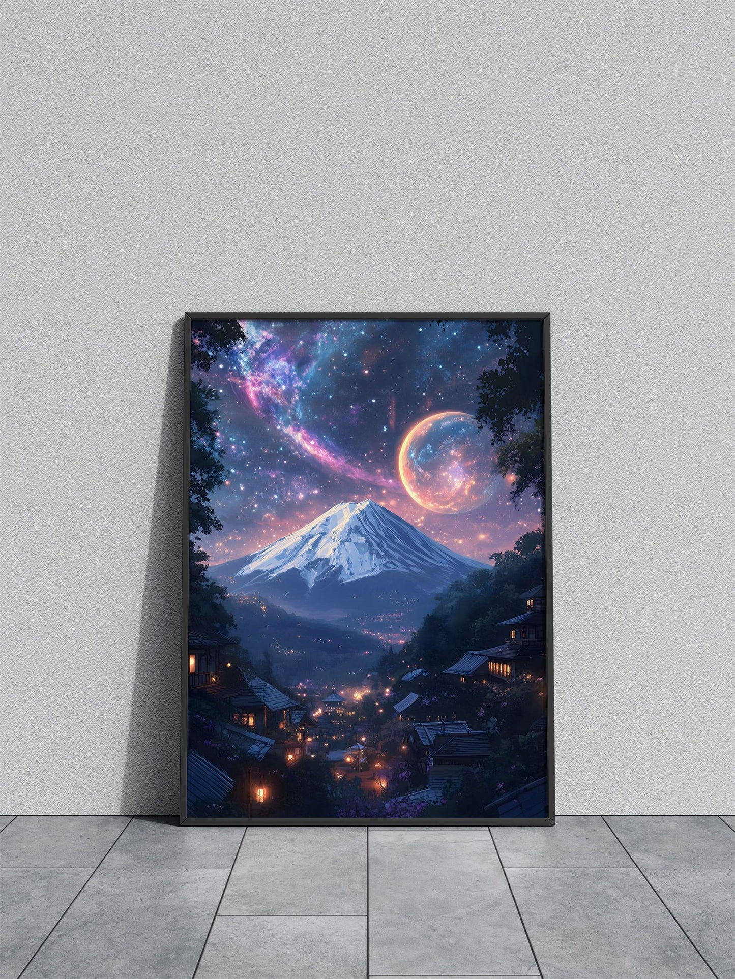 Mount Fuji Japan Cosmic Nebula Sky Asian Style Poster | Wall Art for Home & Office | High-Quality Print - High-Quality Visual Display