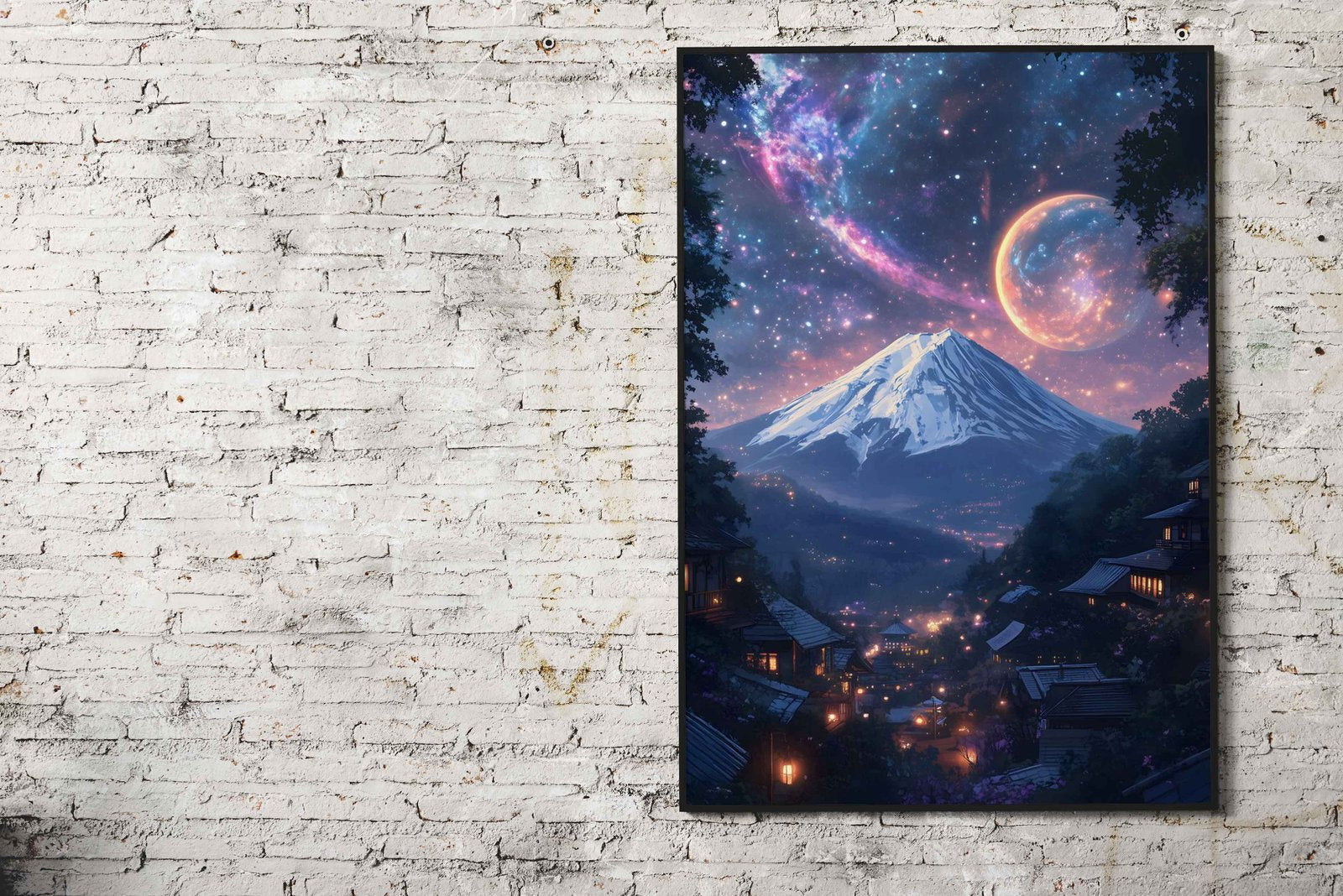 Mount Fuji Japan Cosmic Nebula Sky Asian Style Poster | Wall Art for Home & Office | High-Quality Print - High-Quality Visual Display