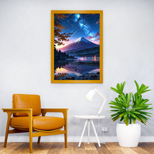 Mount Fuji Midnight Blue Asian Style Poster | Wall Art for Home & Office | High-Quality Print - High-Quality Visual Display
