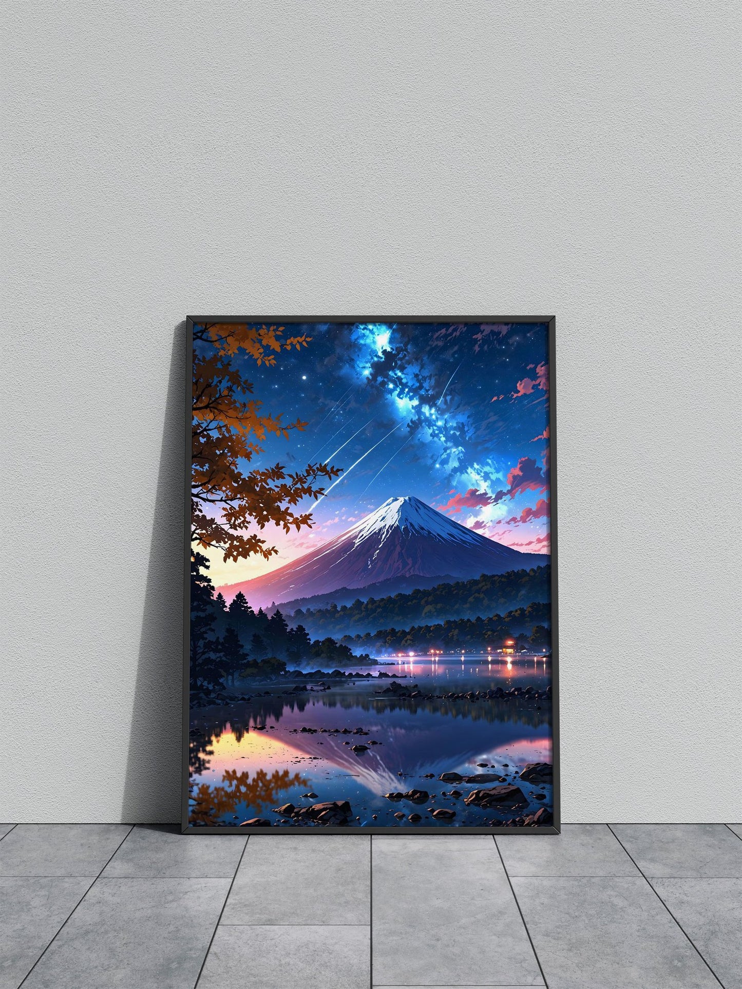 Mount Fuji Midnight Blue Asian Style Poster | Wall Art for Home & Office | High-Quality Print - High-Quality Visual Display