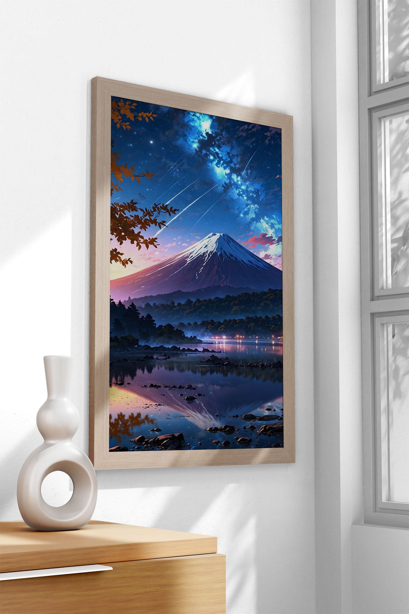 Mount Fuji Midnight Blue Asian Style Poster | Wall Art for Home & Office | High-Quality Print - High-Quality Visual Display