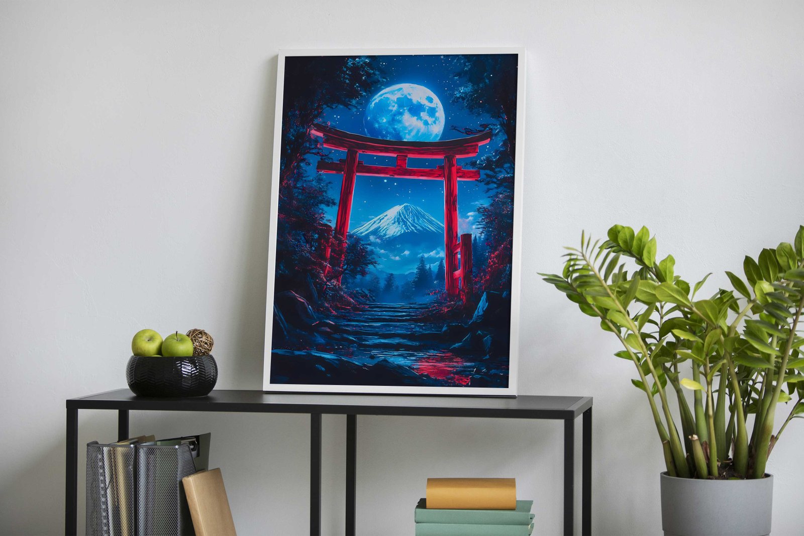 Mount Fuji Night Scene Torii Gate Asian Style Poster | Wall Art for Home & Office | High-Quality Print - High-Quality Visual Display