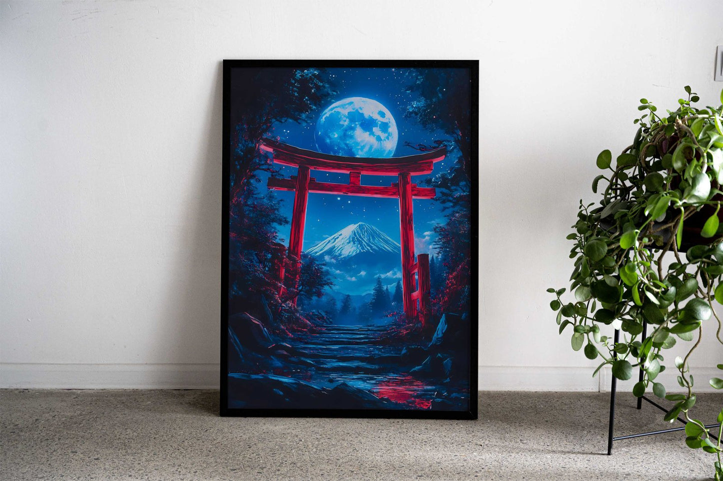 Mount Fuji Night Scene Torii Gate Asian Style Poster | Wall Art for Home & Office | High-Quality Print - High-Quality Visual Display