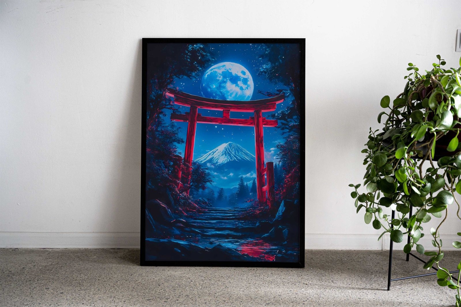 Mount Fuji Night Scene Torii Gate Asian Style Poster | Wall Art for Home & Office | High-Quality Print - High-Quality Visual Display