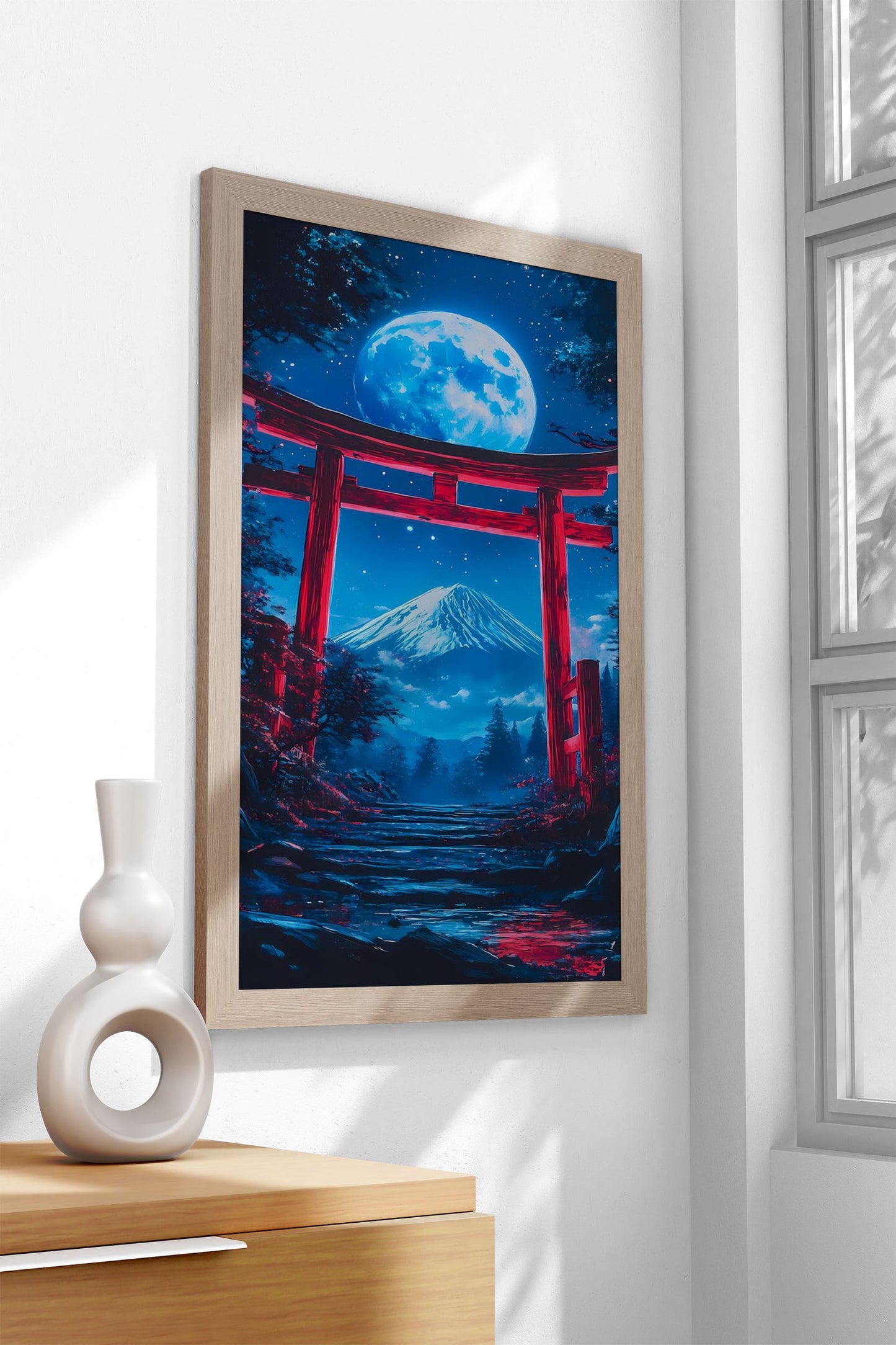 Mount Fuji Night Scene Torii Gate Asian Style Poster | Wall Art for Home & Office | High-Quality Print - High-Quality Visual Display