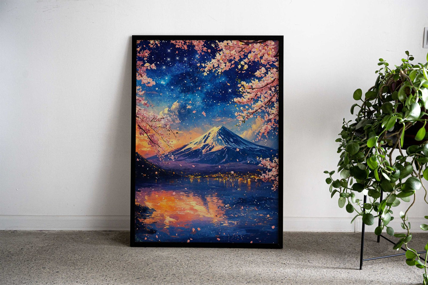 Mount Fuji Night Sky Asian Style Poster | Wall Art for Home & Office | High-Quality Print - High-Quality Visual Display