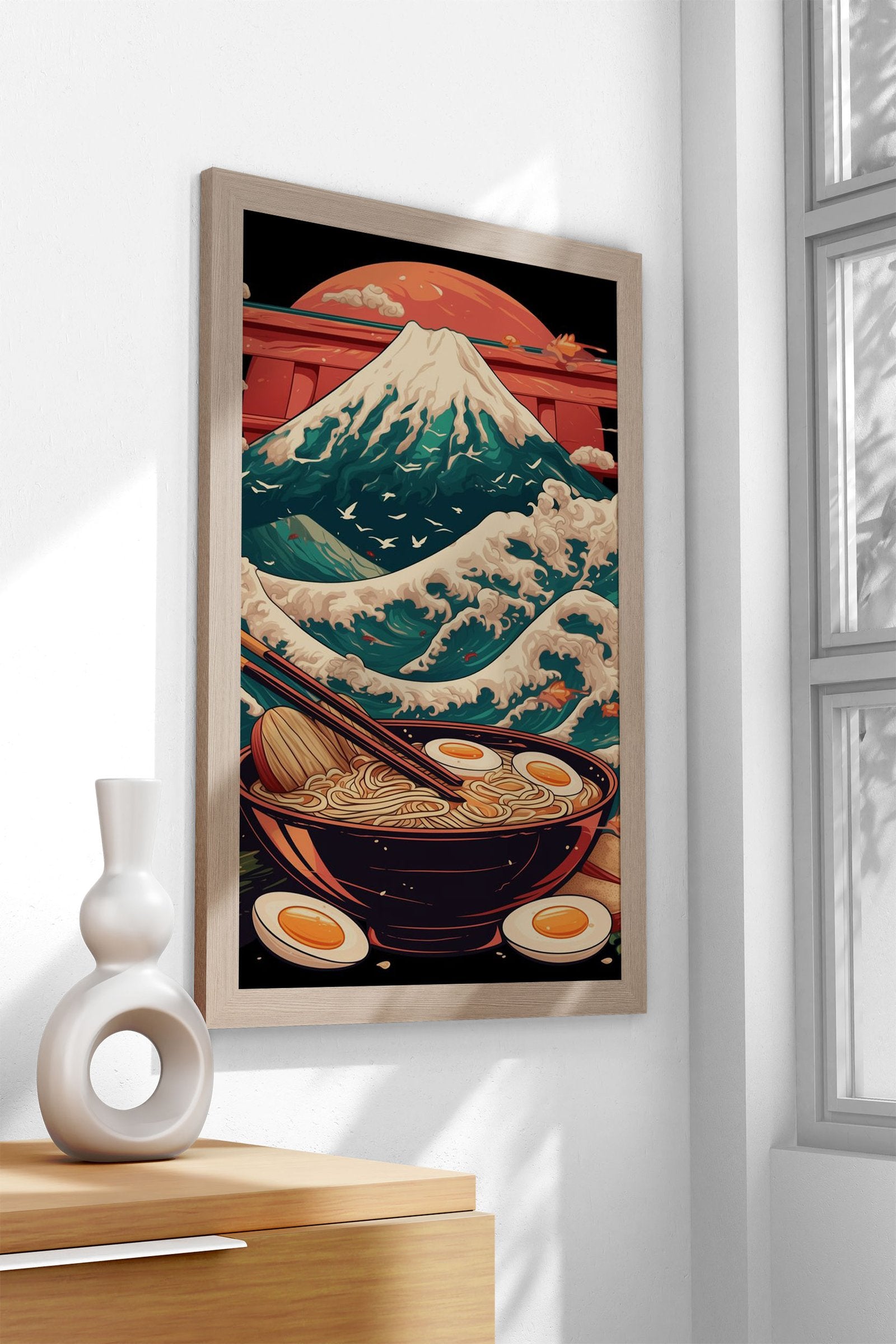 Mount Fuji Ramen Bowl Asian Style Poster | Wall Art for Home & Office | High-Quality Print - High-Quality Visual Display