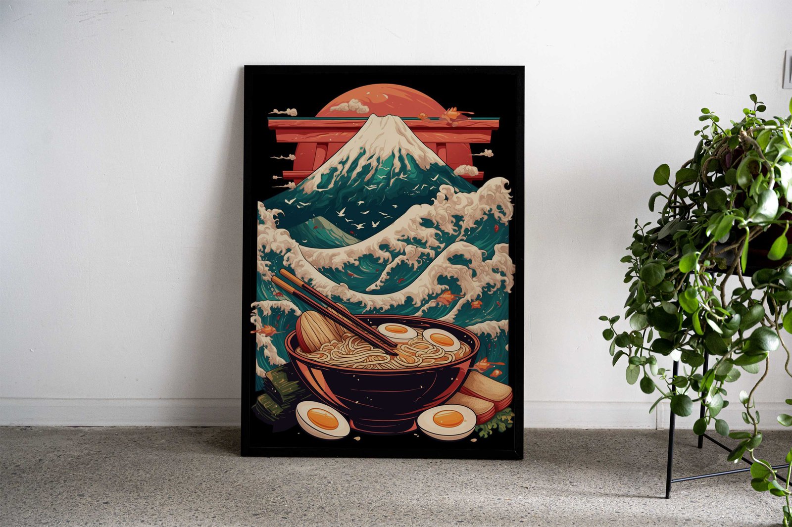 Mount Fuji Ramen Bowl Asian Style Poster | Wall Art for Home & Office | High-Quality Print - High-Quality Visual Display
