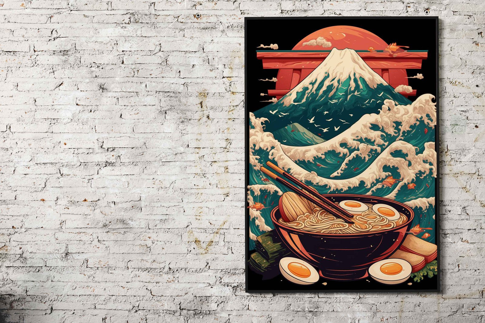 Mount Fuji Ramen Bowl Asian Style Poster | Wall Art for Home & Office | High-Quality Print - High-Quality Visual Display