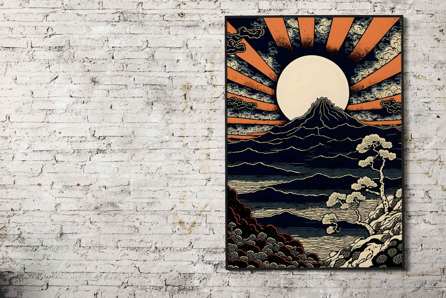 Mount Fuji Retro Art Asian Style Poster | Wall Art for Home & Office | High-Quality Print - High-Quality Visual Display