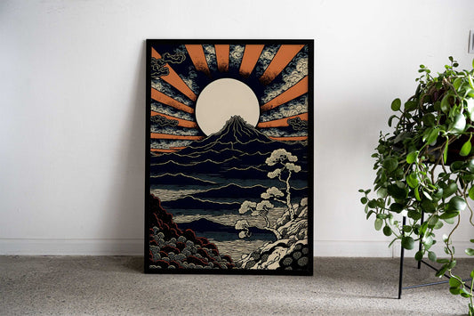 Mount Fuji Retro Art Asian Style Poster | Wall Art for Home & Office | High-Quality Print - High-Quality Visual Display