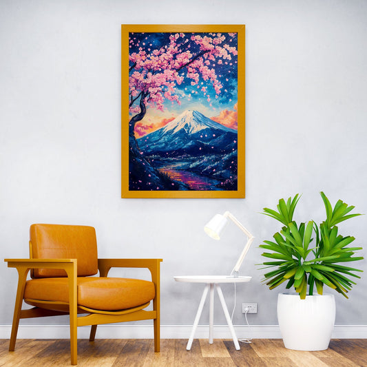 Mount Fuji Sakura Bloom Asian Style Poster | Wall Art for Home & Office | High-Quality Print - High-Quality Visual Display