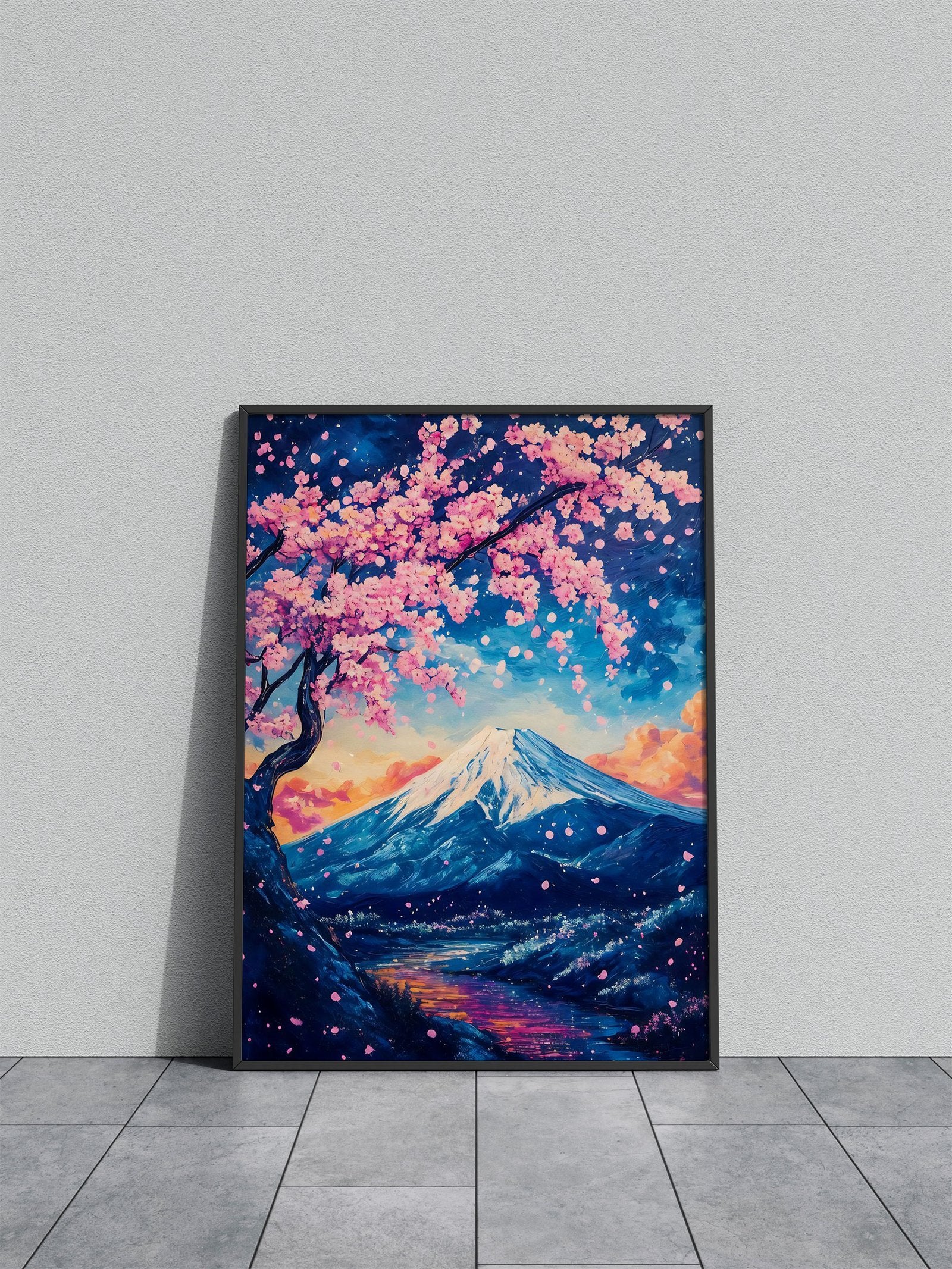 Mount Fuji Sakura Bloom Asian Style Poster | Wall Art for Home & Office | High-Quality Print - High-Quality Visual Display