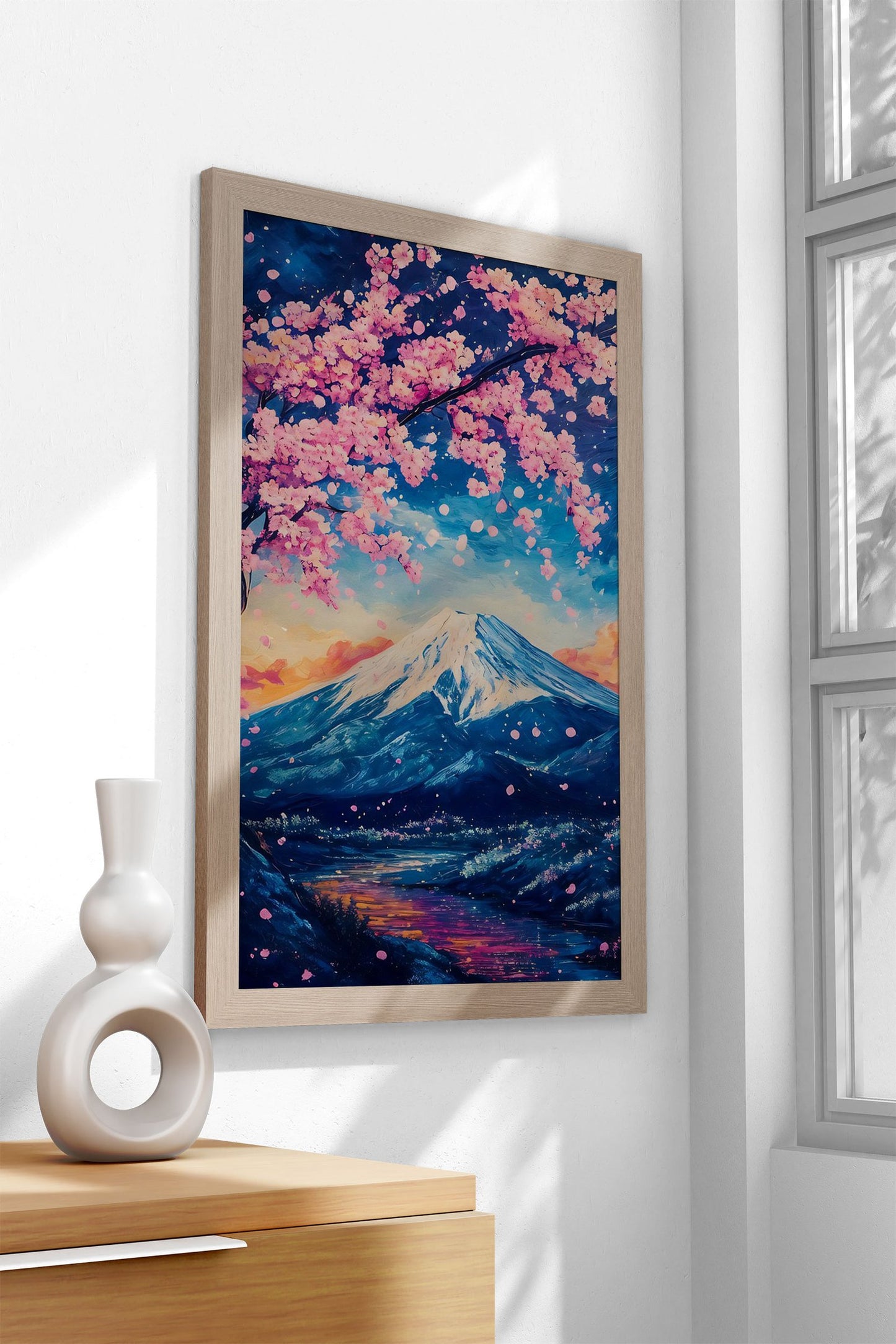 Mount Fuji Sakura Bloom Asian Style Poster | Wall Art for Home & Office | High-Quality Print - High-Quality Visual Display