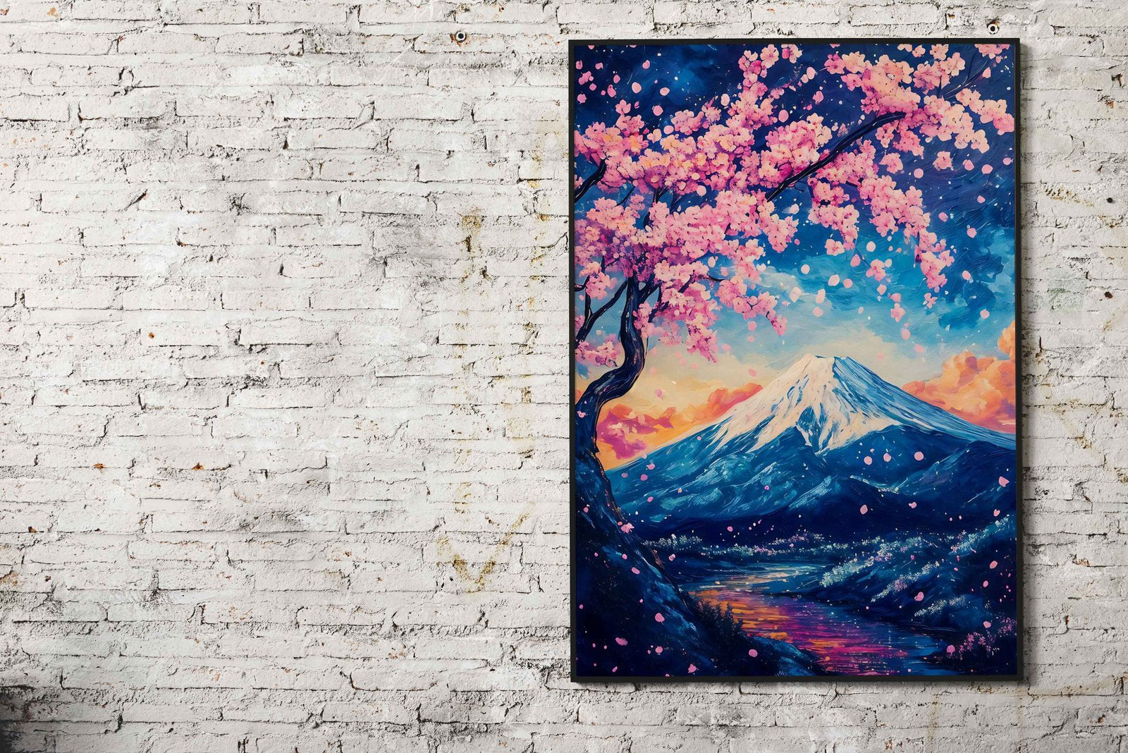 Mount Fuji Sakura Bloom Asian Style Poster | Wall Art for Home & Office | High-Quality Print - High-Quality Visual Display
