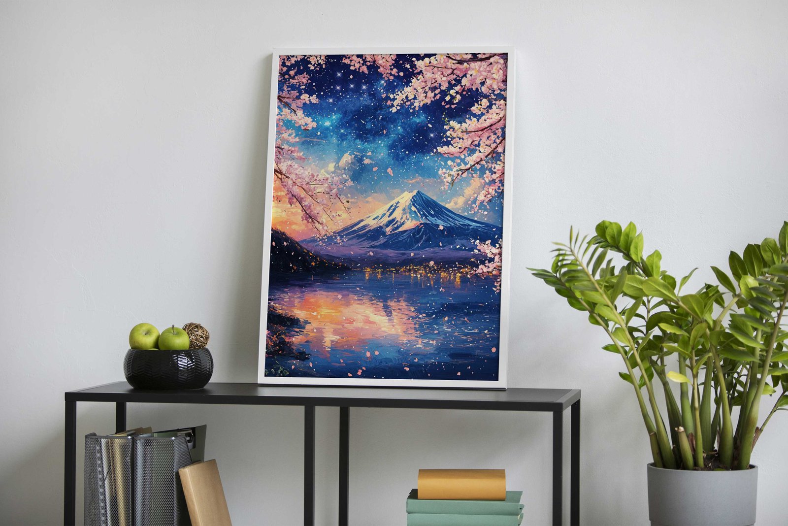 Mount Fuji Sakura Night Asian Style Poster | Wall Art for Home & Office | High-Quality Print - High-Quality Visual Display