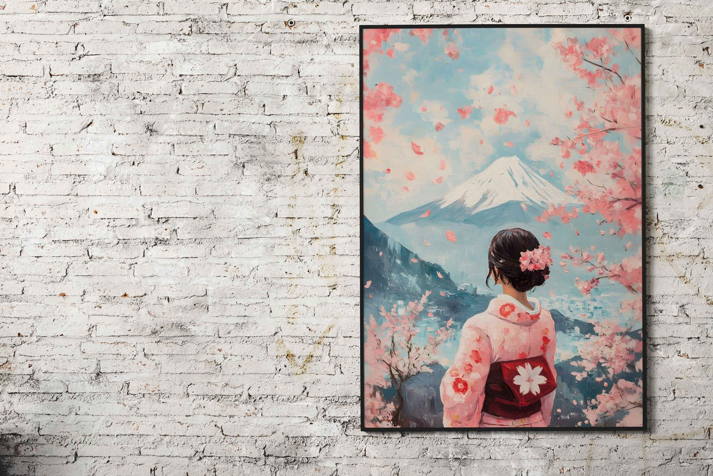 Mount Fuji Sakura Painting Asian Style Poster | Wall Art for Home & Office | High-Quality Print - High-Quality Visual Display