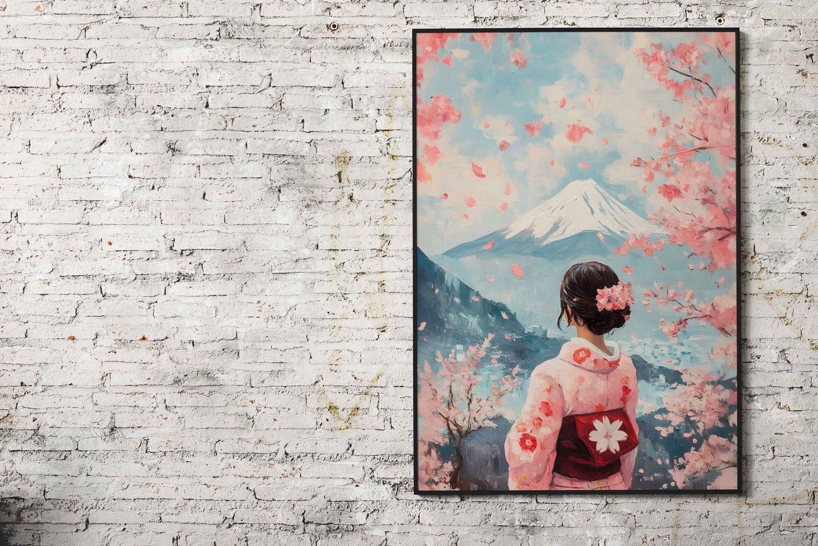 Mount Fuji Sakura Painting Asian Style Poster | Wall Art for Home & Office | High-Quality Print - High-Quality Visual Display