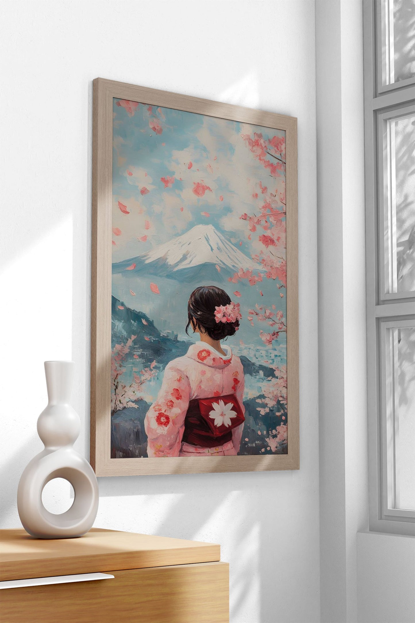Mount Fuji Sakura Painting Asian Style Poster | Wall Art for Home & Office | High-Quality Print - High-Quality Visual Display