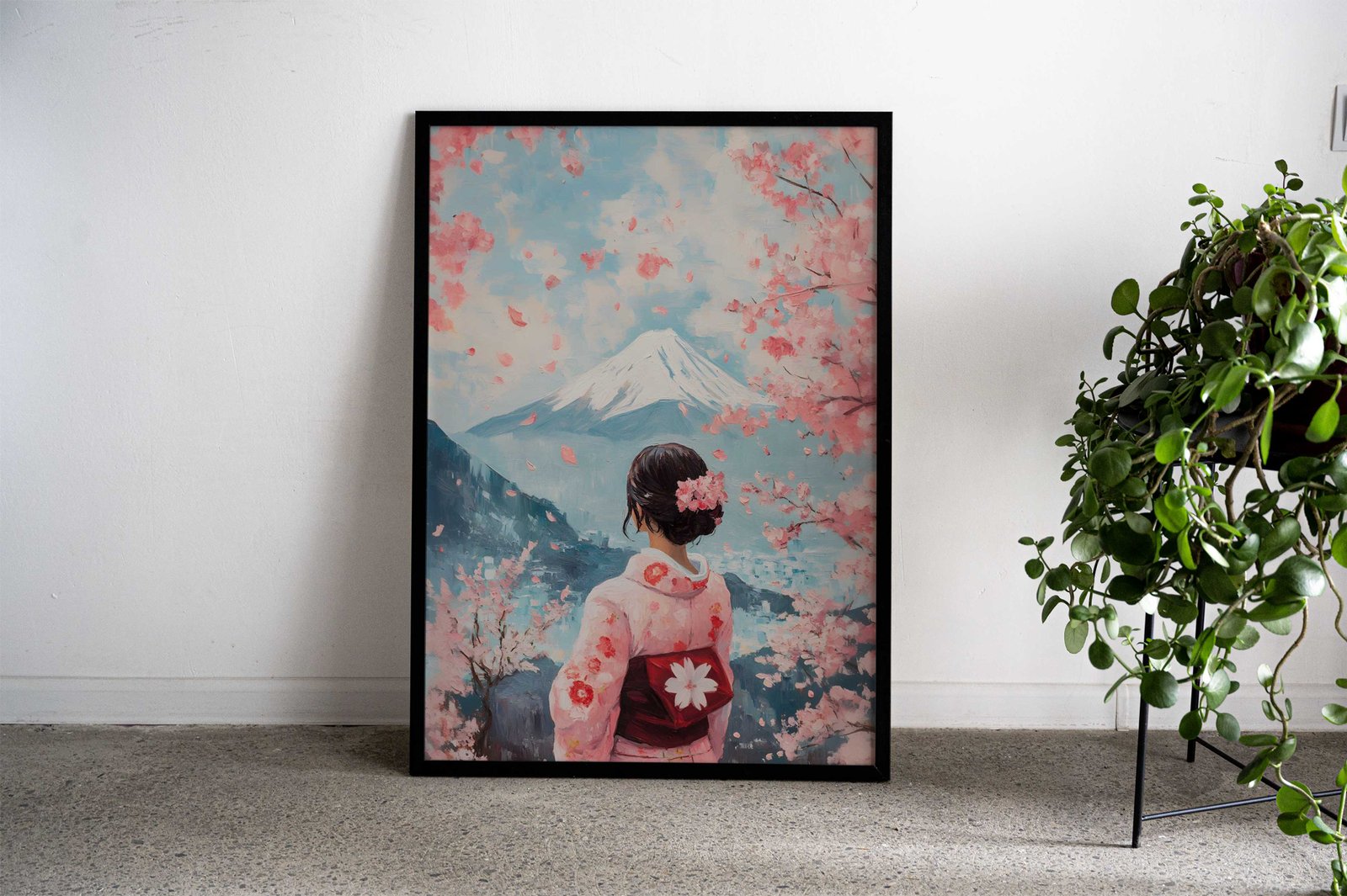 Mount Fuji Sakura Painting Asian Style Poster | Wall Art for Home & Office | High-Quality Print - High-Quality Visual Display