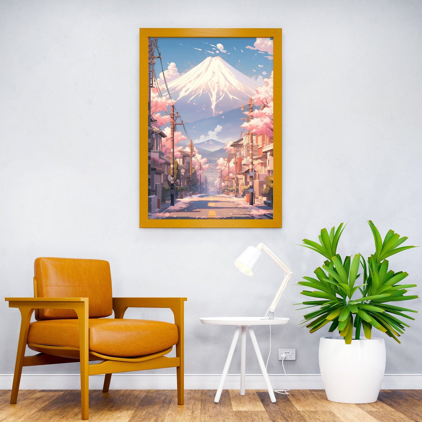 Mount Fuji Sakura Street Asian Style Poster | Wall Art for Home & Office | High-Quality Print - High-Quality Visual Display