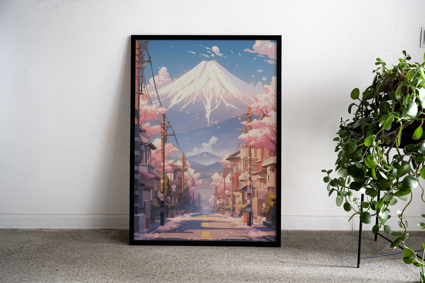 Mount Fuji Sakura Street Asian Style Poster | Wall Art for Home & Office | High-Quality Print - High-Quality Visual Display
