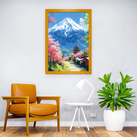 Mount Fuji Spring Landscape Cherryblossom Asian Style Poster | Wall Art for Home & Office | High-Quality Print - High-Quality Visual Display