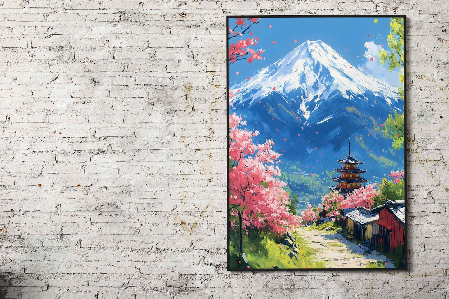 Mount Fuji Spring Landscape Cherryblossom Asian Style Poster | Wall Art for Home & Office | High-Quality Print - High-Quality Visual Display