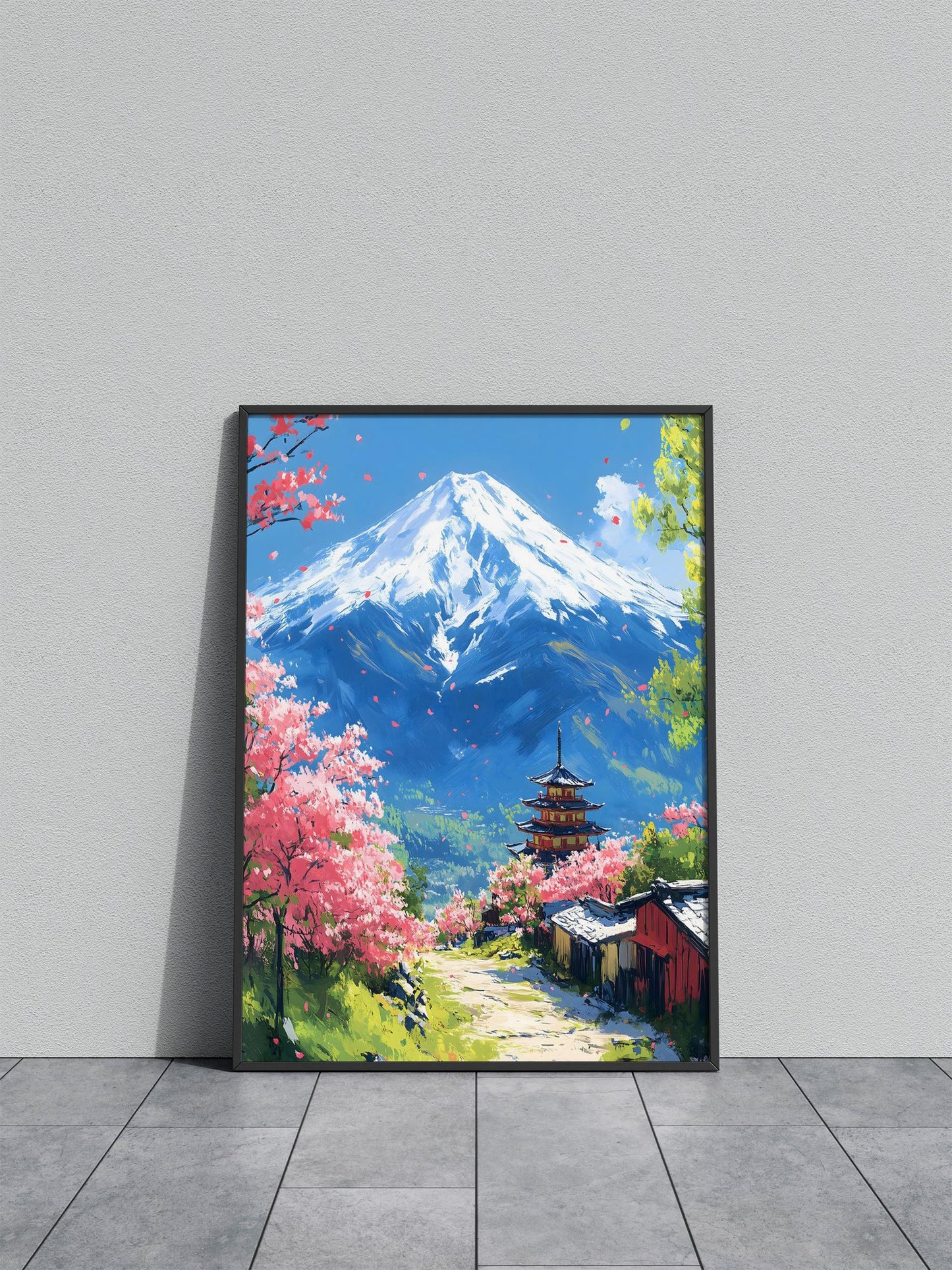 Mount Fuji Spring Landscape Cherryblossom Asian Style Poster | Wall Art for Home & Office | High-Quality Print - High-Quality Visual Display