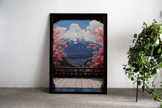 Mount Fuji Spring View Asian Style Poster | Wall Art for Home & Office | High-Quality Print - High-Quality Visual Display