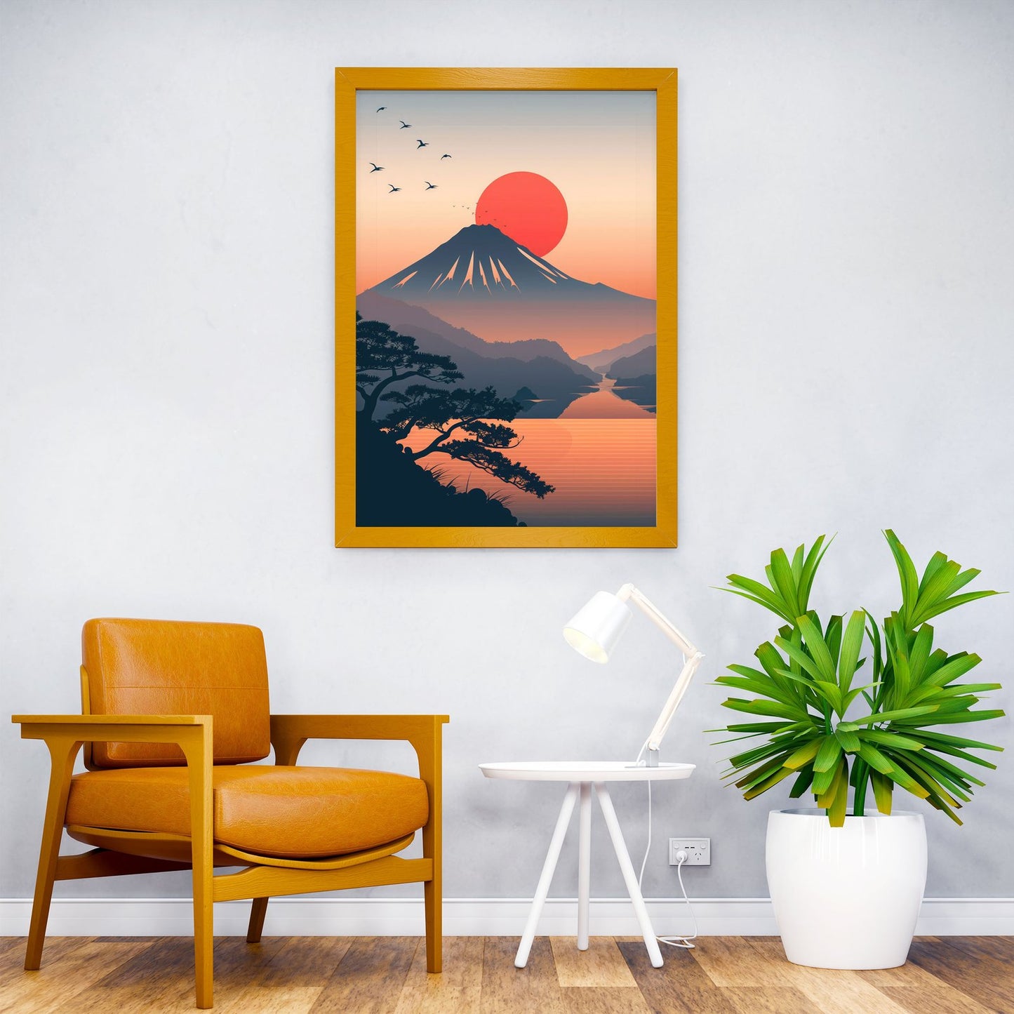 Mount Fuji Sunset illustration Asian Style Poster | Wall Art for Home & Office | High-Quality Print - High-Quality Visual Display
