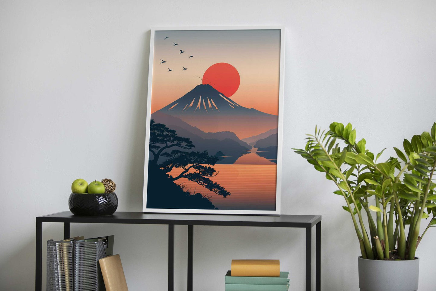 Mount Fuji Sunset illustration Asian Style Poster | Wall Art for Home & Office | High-Quality Print - High-Quality Visual Display