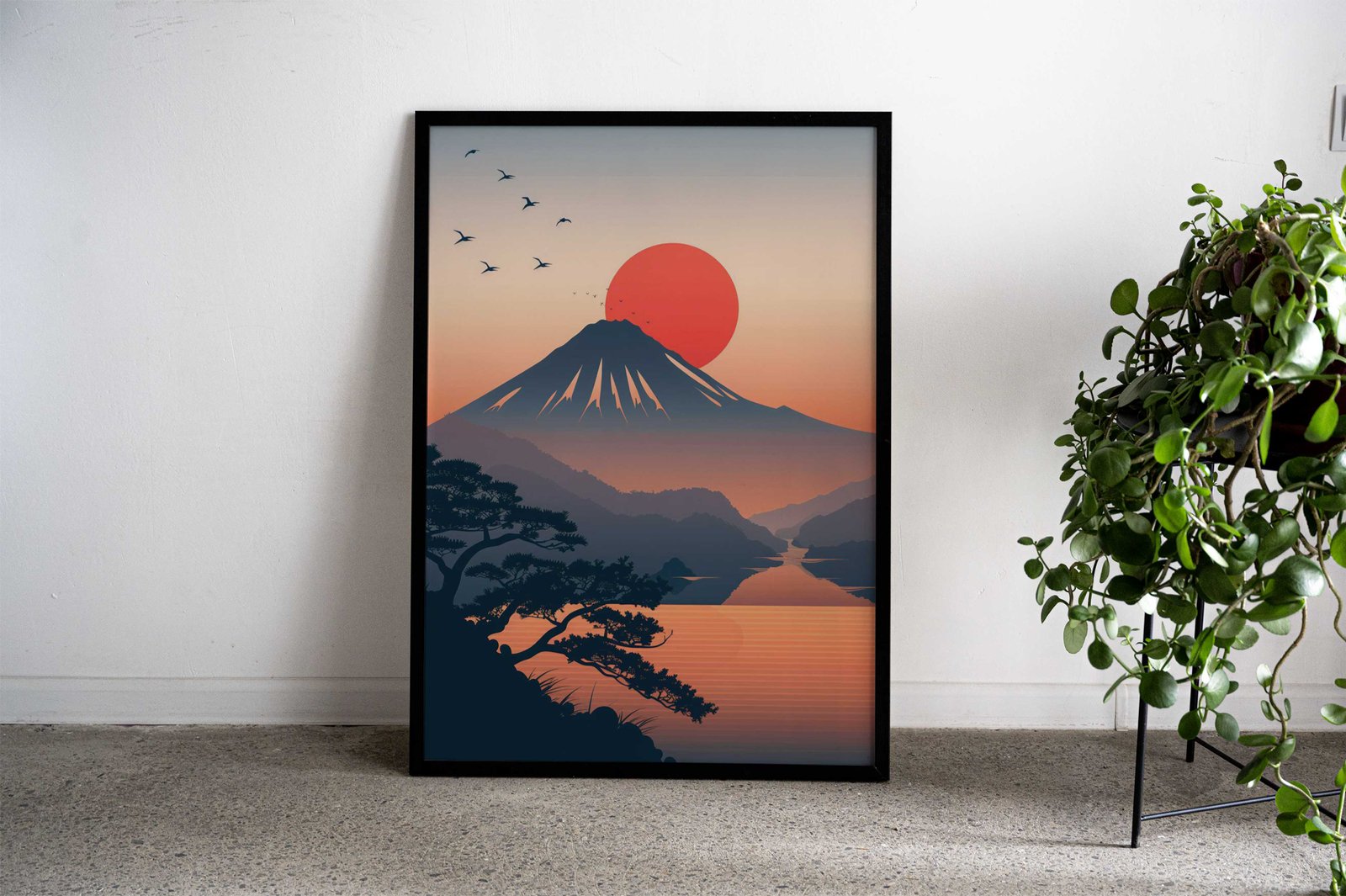 Mount Fuji Sunset illustration Asian Style Poster | Wall Art for Home & Office | High-Quality Print - High-Quality Visual Display