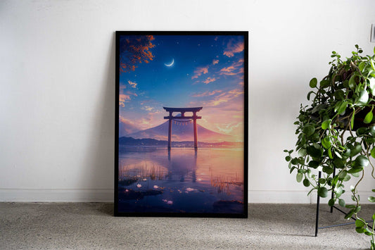 Mount Fuji Torii Gate Asian Style Poster | Wall Art for Home & Office | High-Quality Print - High-Quality Visual Display
