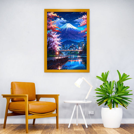 Mount Fuji Vibrant Neon Asian Style Poster | Wall Art for Home & Office | High-Quality Print - High-Quality Visual Display