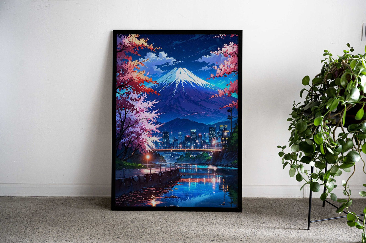 Mount Fuji Vibrant Neon Asian Style Poster | Wall Art for Home & Office | High-Quality Print - High-Quality Visual Display