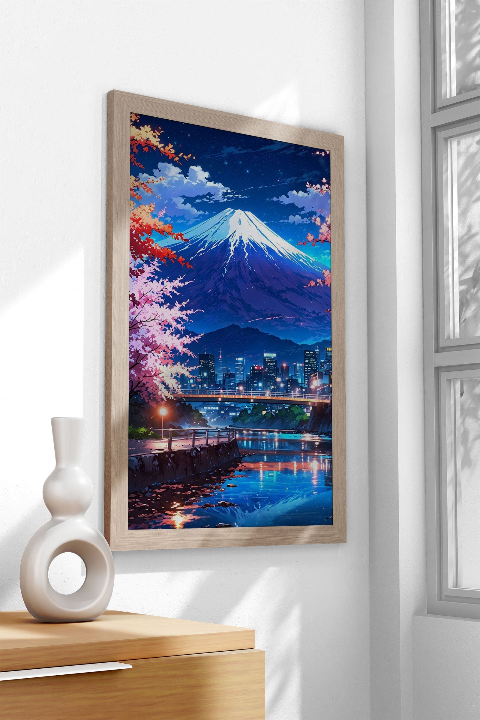 Mount Fuji Vibrant Neon Asian Style Poster | Wall Art for Home & Office | High-Quality Print - High-Quality Visual Display