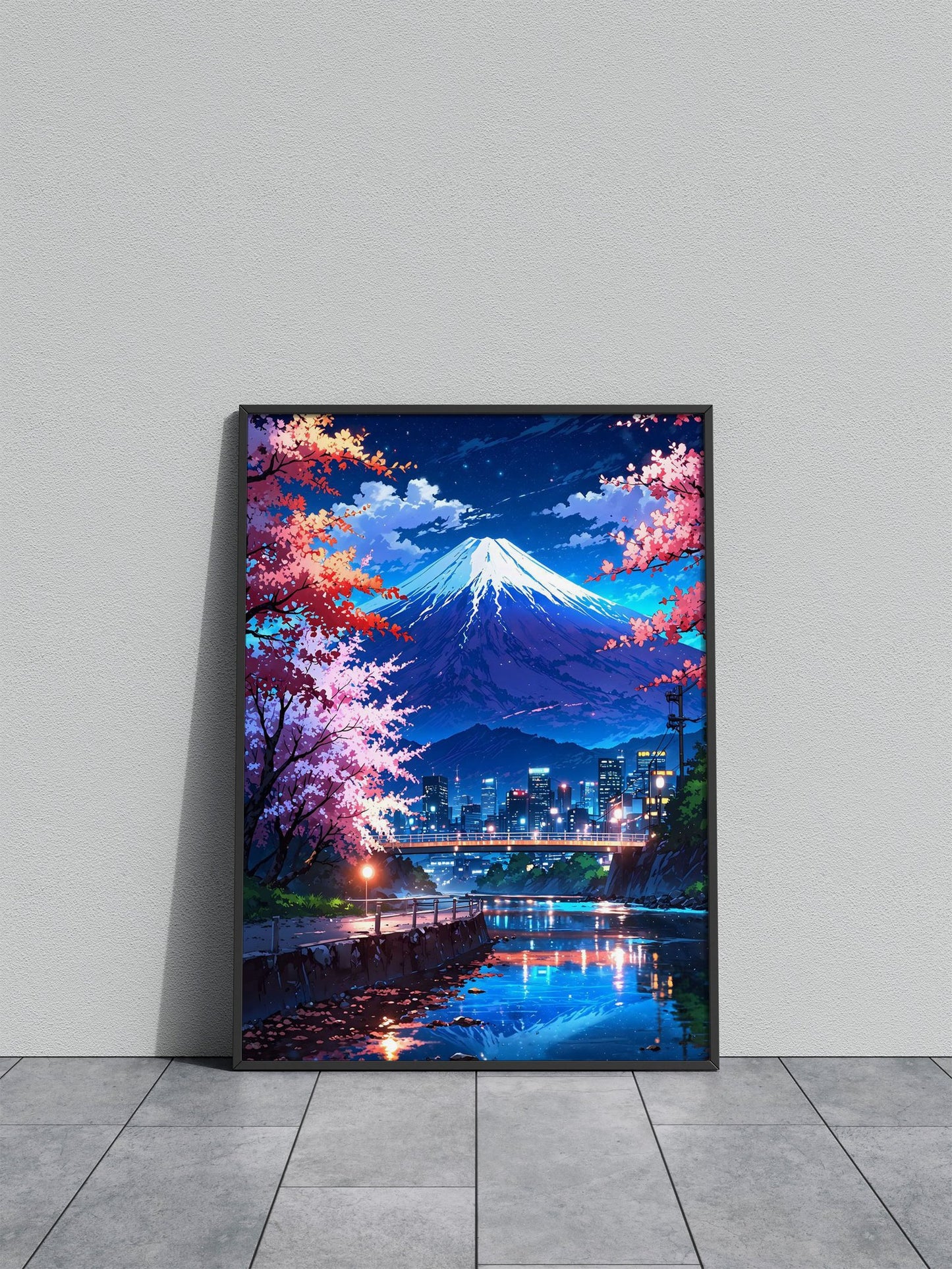 Mount Fuji Vibrant Neon Asian Style Poster | Wall Art for Home & Office | High-Quality Print - High-Quality Visual Display